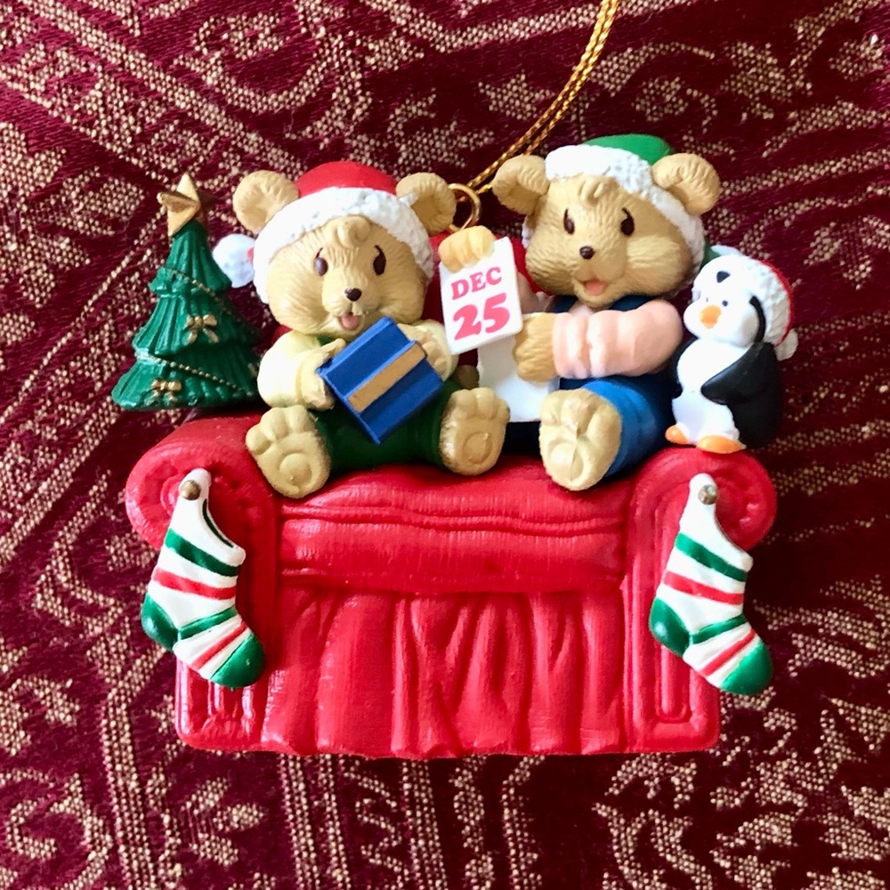 Vintage 1997 Kirkland Signature Christmas Ornament NIB Teddy Bears Penguin Couch